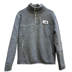 The North Face Gray 1/4 Snap Pullover with Sherpa Lining Men's Size Medium